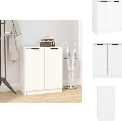 Image de vidaXL Armoire à chaussures blanche 59x35x70 cm Bois composite - Étagères à chaussures & Armoires à chaussures