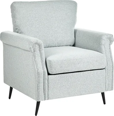 Produktbild von BELIANI Sessel Hellgrau Stoff mit Schwarzen Metallbeinen Armlehnen Retro-Design Wohnzimmer Schlafzimmer Flur Diele Ausstattung Sitzmöbel