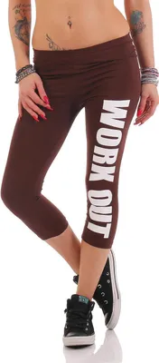 Immagine prodotto di Leggings WORK OUT 3/4 pantaloni sportivi in cotone; marrone S/36
