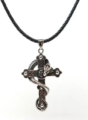 Produktbild von Lederkette Edelstahl 316 DRACHENKREUZ 50 cm Lederkette
