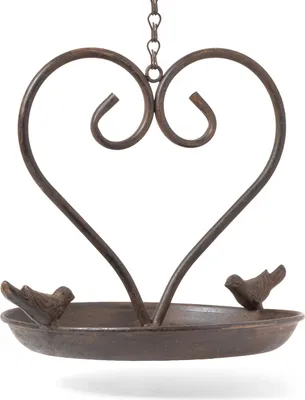 Produktbild von Moritz Vogeltränke zum Aufhängen Gusseisen Wildvogeltränke für Garten Vogelbad antikes Design 52 cm Braun mit Kette