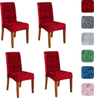 Produktbild von 4 X Elastischen Stuhl Abdeckungen Abnehmbare Anti-schmutzig Sitz Flanell Stretch Stuhl Abdeckungen Für Esszimmer Küche Hotel, Weinrot