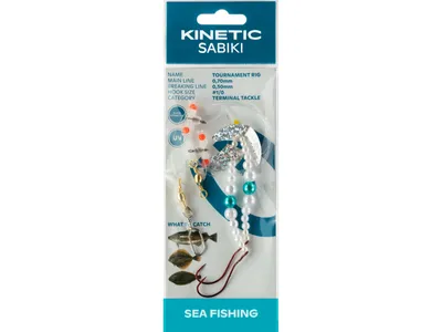 Produktbild von Kinetic Sabiki Tournament #1/0 Blue Pearl/ Silver Plattfisch Scholle Flunder Vorfach Rig system