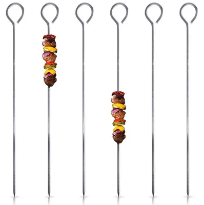 Image de Brochettes en acier inoxydable - 23,5 cm - Lot de 6 - Faciles à nettoyer - Argenté