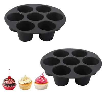 Obrázok produktu pre Silikónové formy na pečenie do fritézy, 2 kusy, na 7 cupcakes, čierne