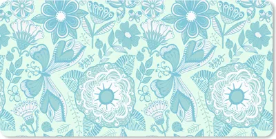 Produktbild von MuchoWow® Mauspad Mousepad Blumen - Blau - Weiß - Muster 60x30 cm - Mousepads - Maus Mat - Pad - Mausunterlage - Nachhaltig