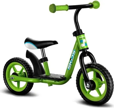Image de Draisienne Vert SKIDS CONTROL, 10 pouces, Cadre Acier, Pneus EVA increvables, Repose-pieds, Garçon et Fille