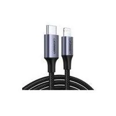 Produktbild von UGREEN Lightning Kabel, USB-C auf Lightning, 1m, Verstärkt, Schnellladung, Datentransfer, Schwarz