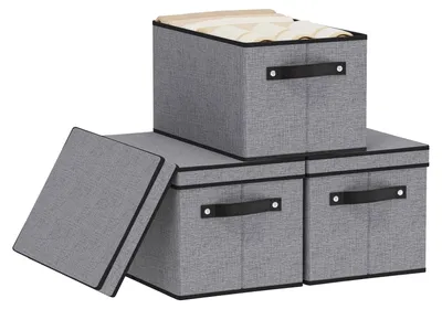 Produktbild von Aufbewahrungsboxen 3er-Set, faltbar, 38x25x21 cm, grau, für die Organisation