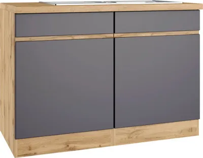 Produktbild von Held Möbel Spülenschrank inkl Spüle PISA BxTxH 120 x 60 x 86 cm grau matt zerlegt Anschlag reversibel 665.6311