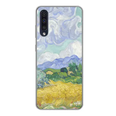 Produktbild von MuchoWow® Handyhülle Schutzhülle Hülle für Samsung Galaxy A50 Weizenfeld mit Zypressen - Vincent van Gogh Silikon Softcase Handy Hülle - Mobiltelefonhülle