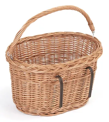 Produktbild von Fahrradkorb mit Tragegriff aus Weide für Lenker Form oval (40 cm Natur)
