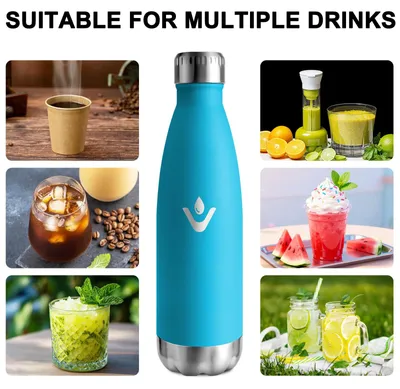 Produktbild von Trinkflasche Edelstahl, Wasserflasche 500ml, Trinkflasche Kinder, BPA-Frei, Wasserflasche Auslaufsicher, Doppelwandige Vakuumisolierte, für Schule, Zu