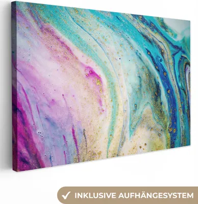 Obrázek produktu pro OneMillionCanvasses® - Obrazy na plátně - 140x90 cm, Mramor - Barva - Duha, nástěnné umění Vytisknout Nástěnná dekorace