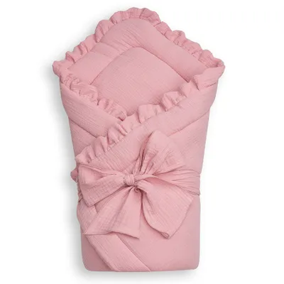 Produktbild von Dolce Sonno Babyhörnchen, Musselin 100% Baumwolle, Dusty Pink, 70 x 70 cm, Wickelnest & Babydecke für Neugeborene, anpassbar ohne harte Elemente, Maschinenwaschbar 30°C