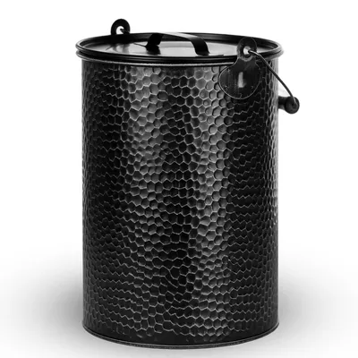 Produktbild von Metalleimer Kohleeimer verzinkt 13 Liter gehämmert Ascheeimer Kamin Industriedesign si/sw