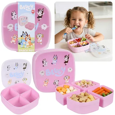 Produktbild von BLUEY Rosa Snackbox mit 4 Fächern, Lunchbox für Mädchen, 13 × 13 × 4 cm