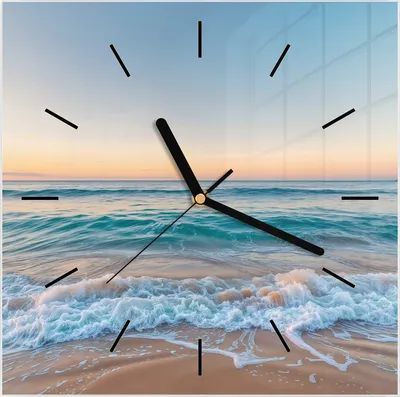 Produktbild von Wanduhr aus Glas mit Motiv Strandhorizont- 30 x 30 cm - inkl. Aufhängesystem