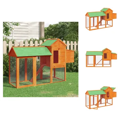 Obrázek produktu pro vidaXL Kurník hnědý 193x65x117 cm z masivního borovicového dřeva - Příbytky a výběhy pro malá zvířata