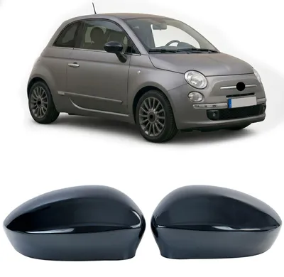 Obrázok produktu pre Reflexné krytky čiernej farby, lesklé, pre zrkadlá, vhodné pre modely Fiat 500, 500C a Abarth v rokoch výroby 2007-2023