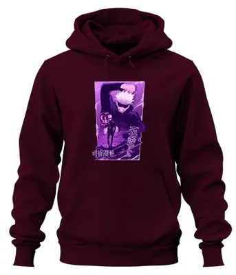Obrázek produktu pro Gojo Satoru Jujutsu Kaisen bílé vlasy anime estetika dárek uni mikina s kapucí, vínová, XXL