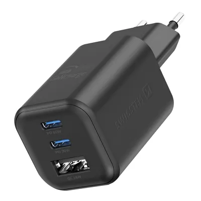 Produktbild von Swissten, USB-C 45W + USB 18W GaN-Netzteil Schnellladen Kompaktes Design, Schwarz