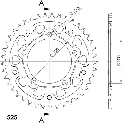 Produktbild von Stealth-Kettenrad Supersprox 525 - 41Z (gold) RST-7026:41-GLD|ID 100,0 LK 120,0 5-Loch