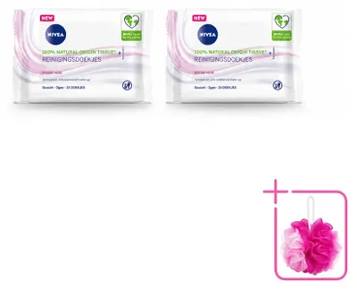 Imagen del producto de 2 toallitas limpiadoras suaves NIVEA para piel seca y sensible - Paquete económico - 2 unidades
