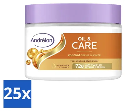Productafbeelding van 25 x Andrélon Oliecrmemasker - voor droog en kroeshaar - 300 ml - Voordeelverpakking - 25 stuks