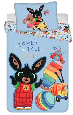 Produktbild von Baby Kinder Bettwäsche Wendemotiv Bing Bunny, Amma & Sula Ball Xylophon Auto Blau Bettdecke 100x135 + Kopfkissen 40x60 cm 100% Baumwolle für Kinder