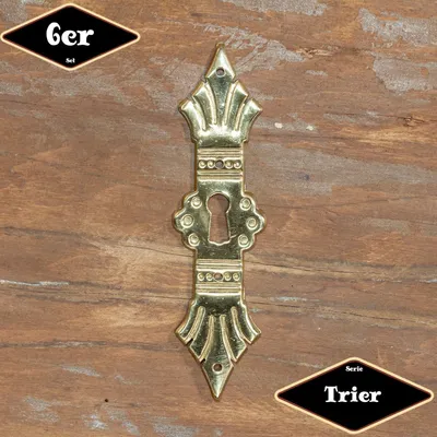 Produktbild von Schlüsselplatte,Serie"Trier",6er Pack | Messing gl.|H12,2xB3,3cm