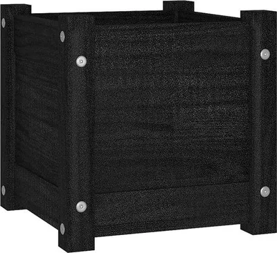 Obrázok produktu pre Záhradný kvetináč – čierny – z masívneho dubového dreva – moderný – vonkajší – 31 x 31 x 31 cm