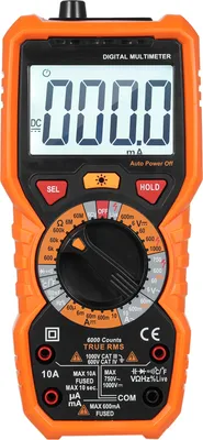 Produktbild von Digitalmultimeter, Echteffektivspannungsmesser, elektrischer Tester, 6000 Zaehlungen, Messung von AC/DC-Spannung/Strom, Frequenz, Widerstand, Kapazitaet, Durchgang, Diode, Temperatur, ideal zum Testen, zur Fehlerbehebung und fuer Heimwerker