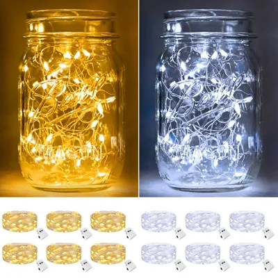LED-Lichtschnur, 12 Stück, 2 m, 20 LEDs, warmweiß/kaltweiß