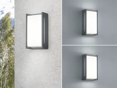 Produktbild von Eckige LED Wandlampen für drinnen & draußen im 2er SET, Aluminium anthrazit,IP54