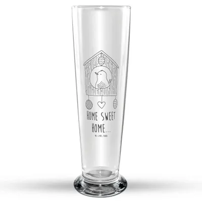 Produktbild von Mr. & Mrs. Panda Bierglas Vogelhaus Home - Transparent - Geschenk, Bier Glas, Vogel, Glasbecher, Haus, Trinkglas, Sweet, Bierbecher, Umzug, Lustige Sprüche, Glasbierglas