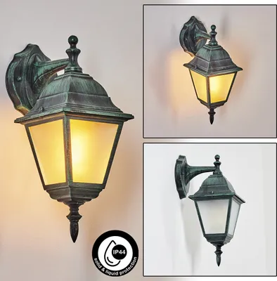 Produktbild von Quartucciu Wandlampe abwärts aus Metall/Glas in Schwarz-Grün/Milchglas