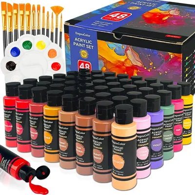 Immagine prodotto di Solidchoice - Set di 61 colori acrilici con 48 tonalità e pennelli