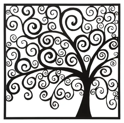 Immagine prodotto di Pannello Decorativo 3D in Ferro Three Plus - Quadro Murale con Albero stilizzato in Cornice Quadrata Nera 100x100 cm - Style Glam