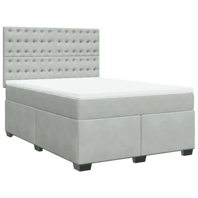 Produktbild von vidaXL Boxspringbett mit Matratze Hellgrau 140x190 cm Samt