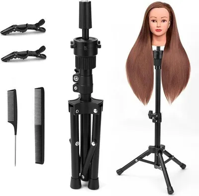 Produktbild von Perücken- und Haarstyling-Ständer verstellbar 36-57 cm schwarz