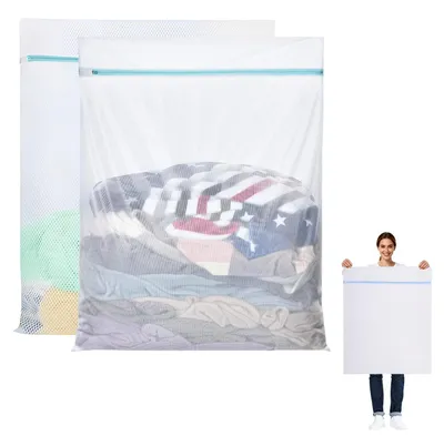 Produktbild von Set aus 2 großen Wäschebeuteln, 60 x 80 cm, langlebige Wäschenetze für Kleidung