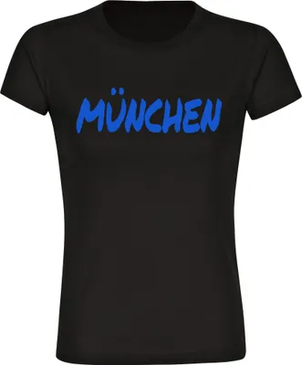 Produktbild von multifanshop Damen T-Shirt - München blau - Textmarker, schwarz, Größe XXL