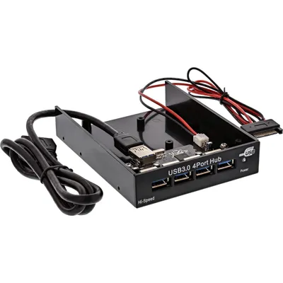 Image de InLine® 33395B Hub USB 3.0, 4x pour la baie 8,89cm (3,5"), noir