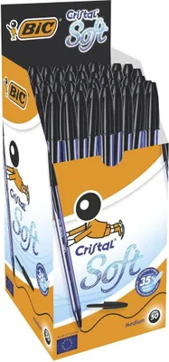 Image de BIC Cristal Soft Noir Stylo à bille Stick Medium 50 pièces(s)