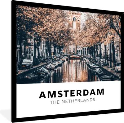 Produktbild von MuchoWow® Gerahmtes Poster Amsterdam - Niederlande - Wasser 40x40 cm - Poster mit Schwarzem Bilderrahmen Wandposter Rahmen Foto Bilder - Mit Rahmen - Wanddekoration Schlafzimmer