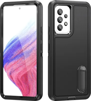 Produktbild von Hülle für Samsung Galaxy A53 5G Hybrid Dreilagige Robust Stoßfest Schwerlast Schutzhülle mit Ständer Schwarz