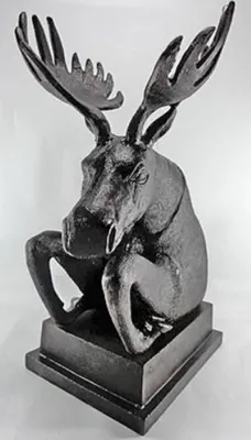 Zdjęcie produktu dla Casa Padrino luksusowa aluminiowa rzeźba łosia z podstawą czarną 32 x 36 x h. 55 cm - figura dekoracyjna
