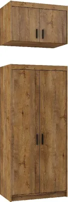 Produktbild von Kleiderschrank ELENA 2D Drehtürenschrank 90x245x53cm Schlafzimmer mit 2 Türen Garderobe  + Schrankaufsatz Eiche Lefkas