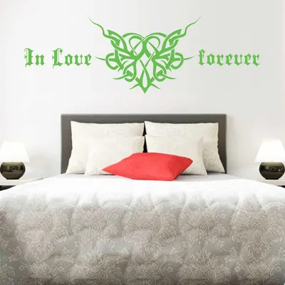 Produktbild von Wandtattoo - Wandaufkleber - Wandtattoo "In Love Forever" - 150cm x 50cm lindgrün - Dekoration Küche Wohnzimmer Wand